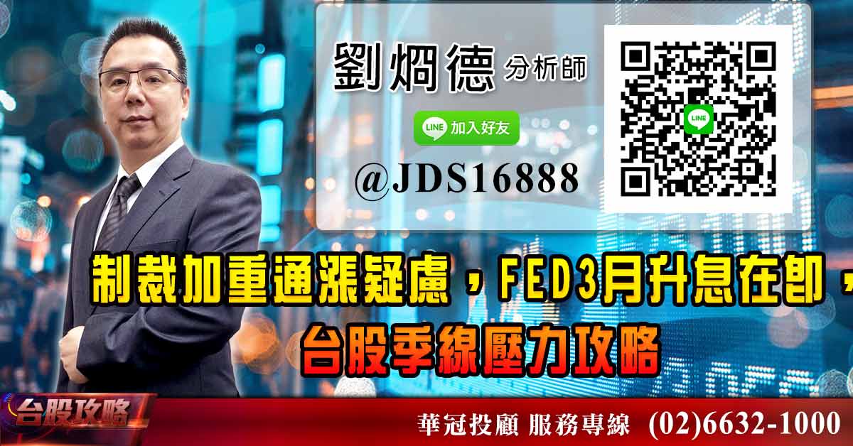 制裁加重通漲疑慮,FED3月升息在即,台股季線壓力攻略 (圖)