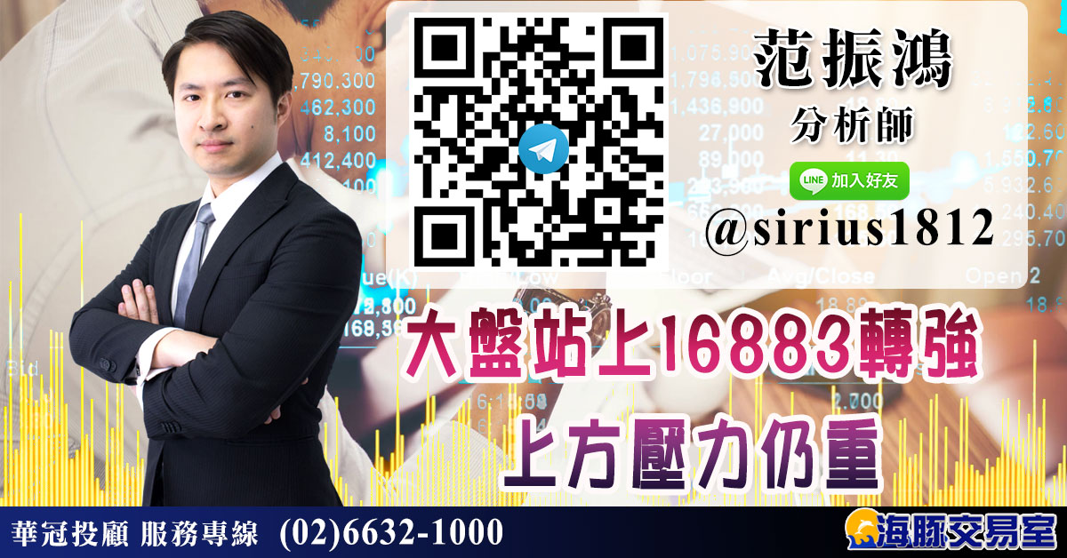 大盤站上16883轉強 上方壓力仍重 (圖)