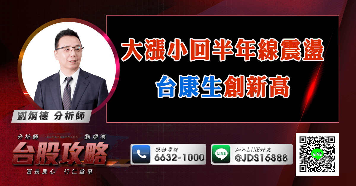 大漲小回半年線震盪 台康生創新高 (圖)