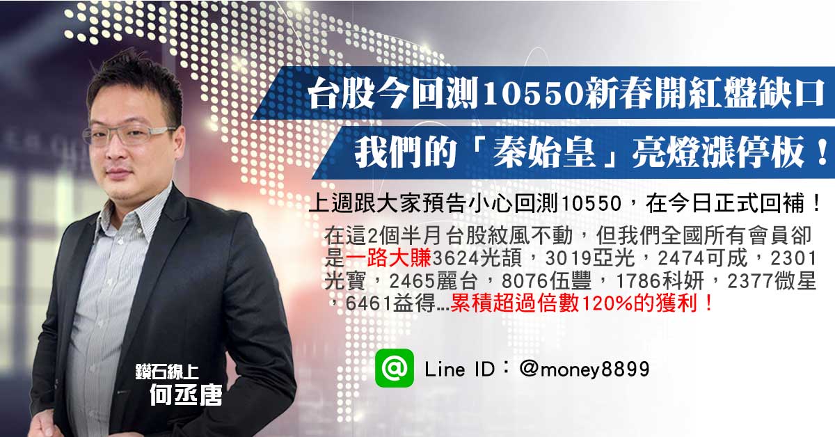 大盤果然回測10550，「秦始皇」亮燈漲停板！