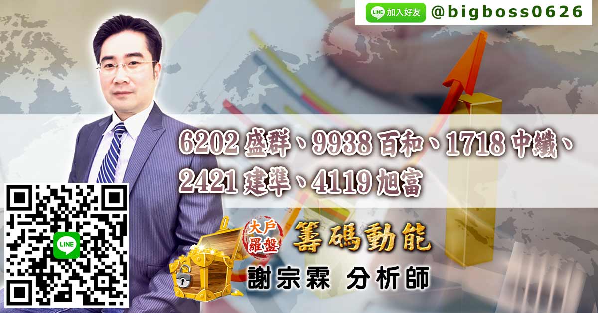 6202盛群、9938百和、1718中纖、2421建準、4119旭富