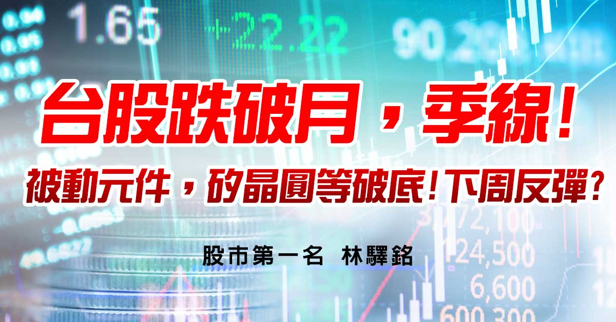 台股跌破月，季線!被動元件，矽晶圓等破底!下周反彈?