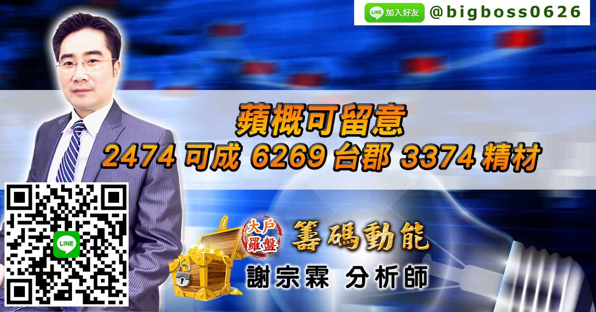 蘋概可留意 2474可成 6269台郡 3374精材
