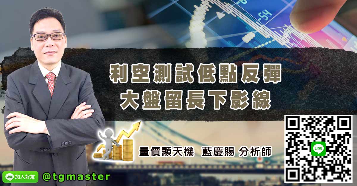 利空測試低點反彈 大盤留長下影線