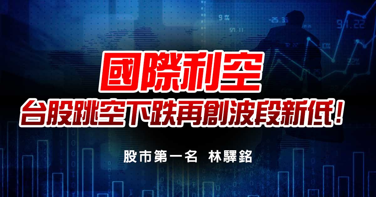 國際利空，台股跳空下跌再創波段新低!
