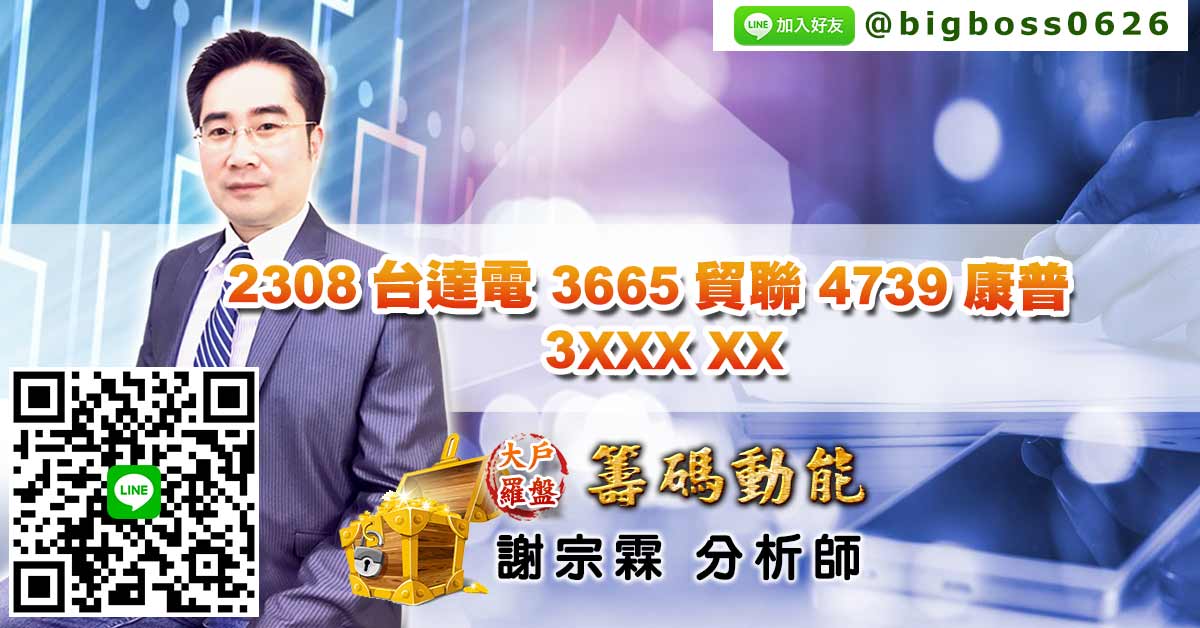 2308台達電 3665貿聯 4739康普 3XXX XX 
