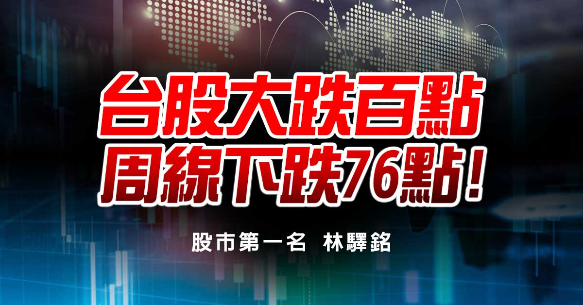 台股大跌百點，周線下跌76點!