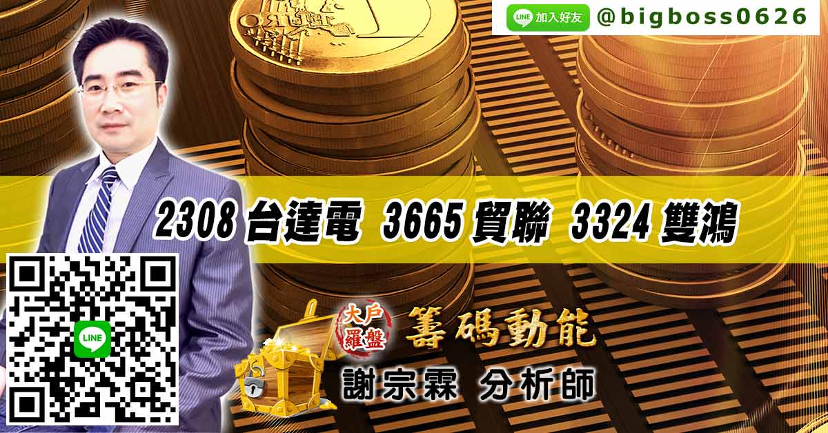 2308台達電 3665貿聯 3324雙鴻