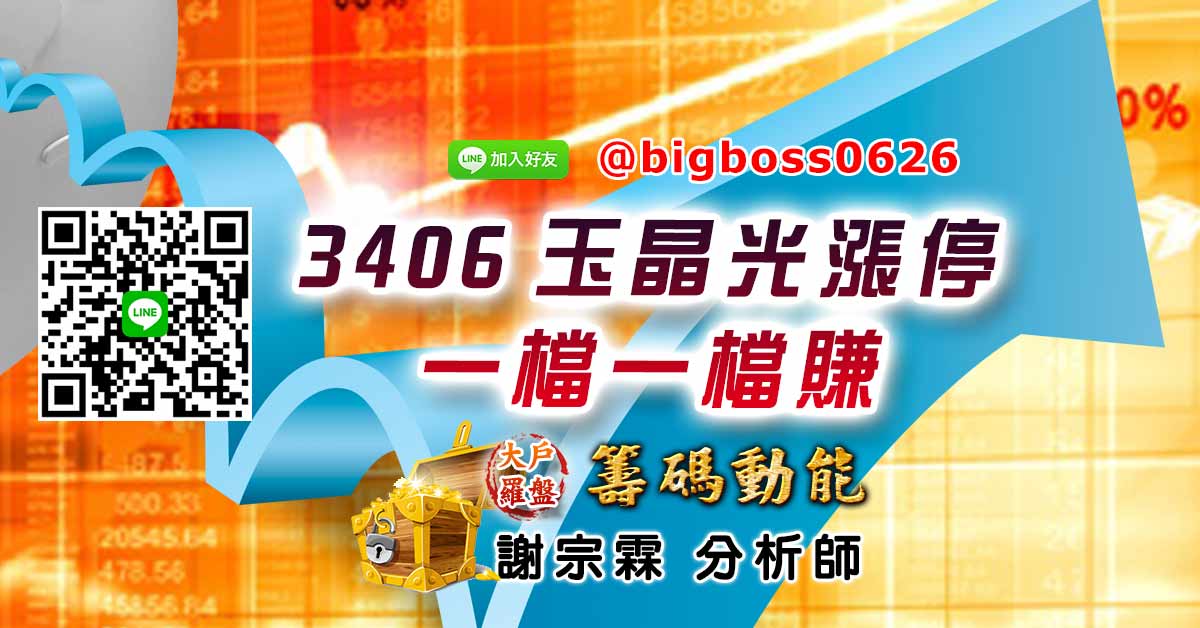 3406玉晶光漲停 一檔一檔賺