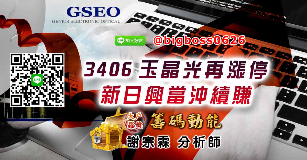 3406玉晶光再漲停 新日興當沖續賺