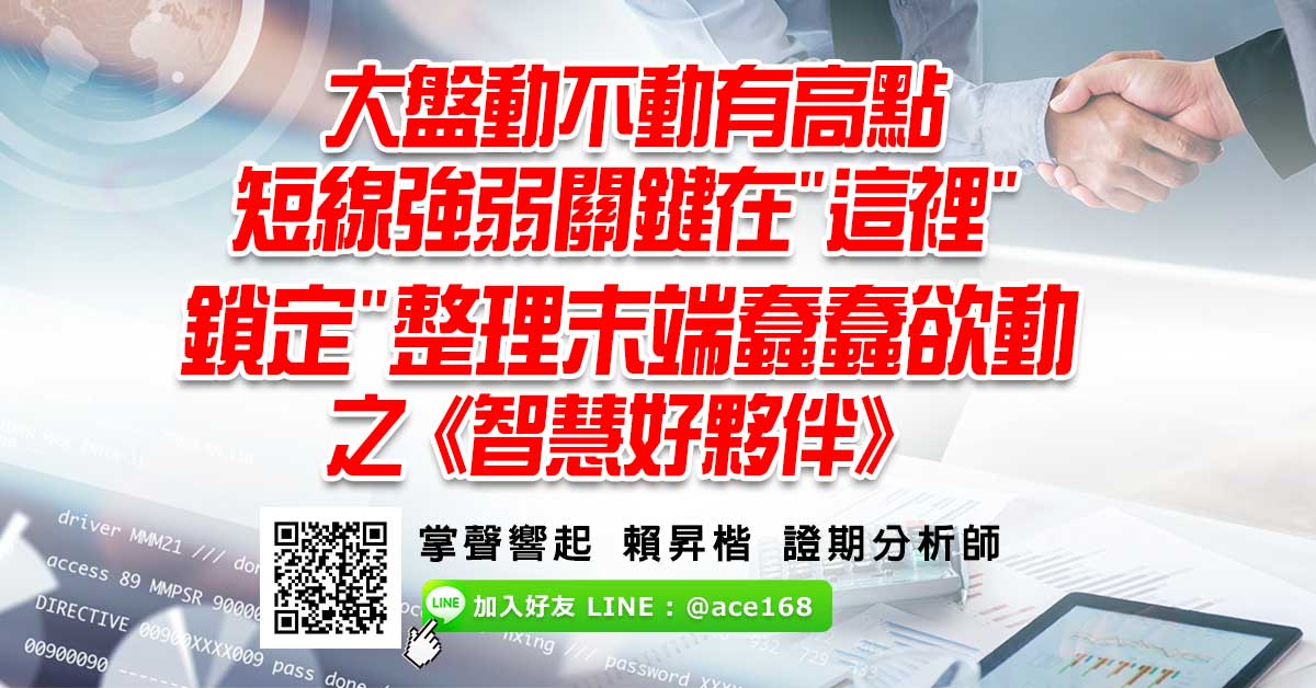 大盤動不動有高點   短線強弱關鍵在"這裡" 鎖定"整理末端蠢蠢欲動"之《智慧好夥伴》