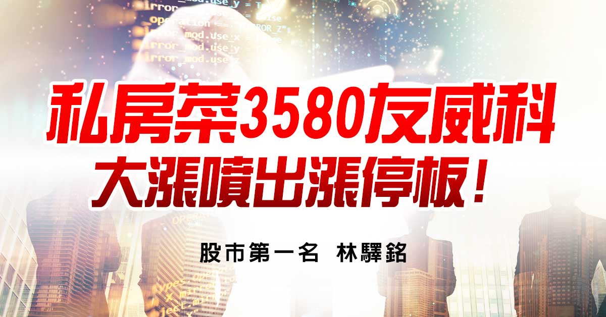 私房菜3580友威科大漲噴出漲停板!