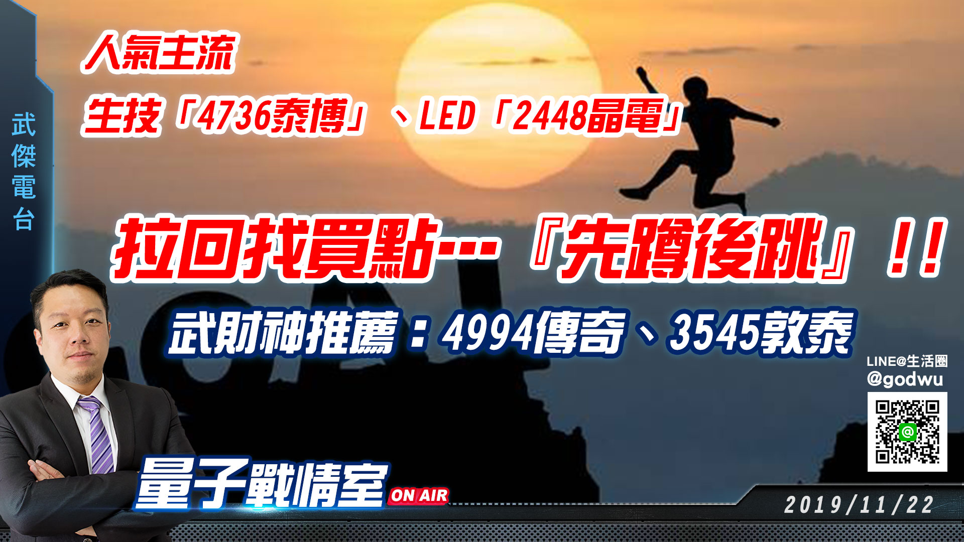【武傑電台】2019.11.22 拉回找買點…『先蹲後跳』!! (圖)