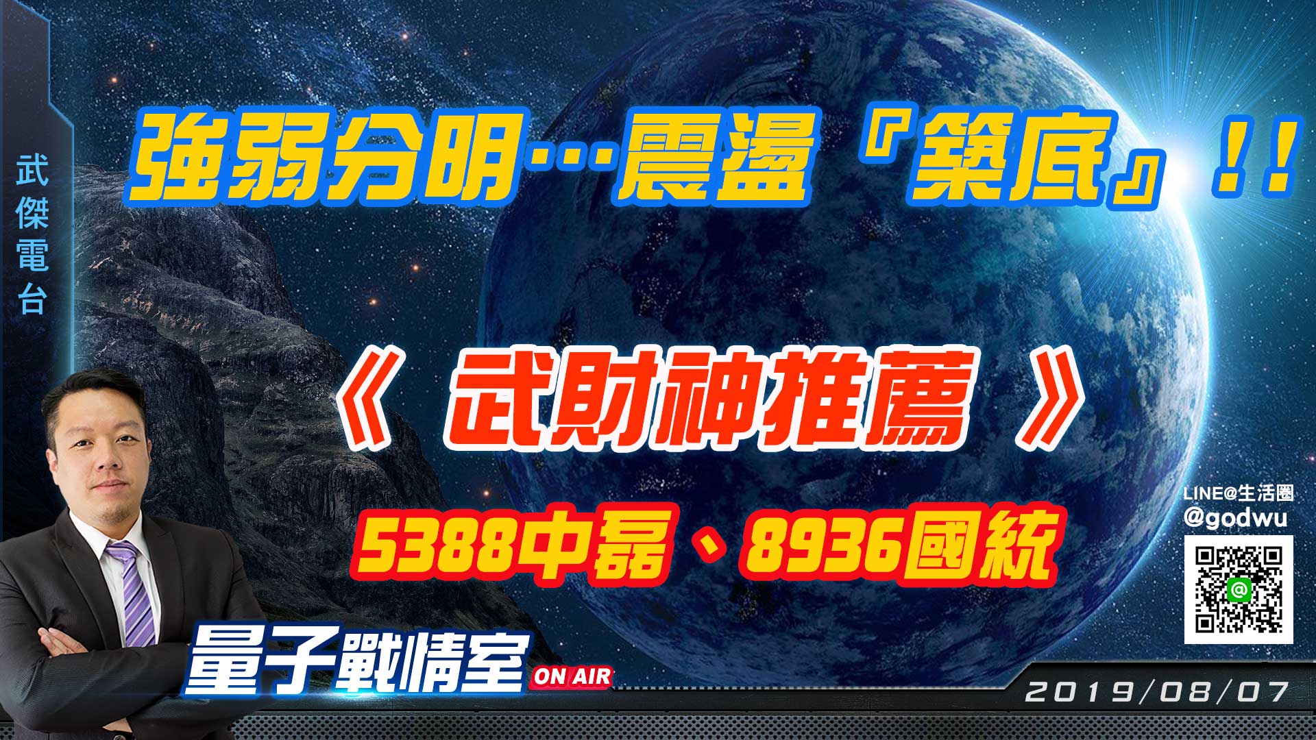 【武傑電台】2019.08.07 強弱分明…震盪『築底』!! (圖)