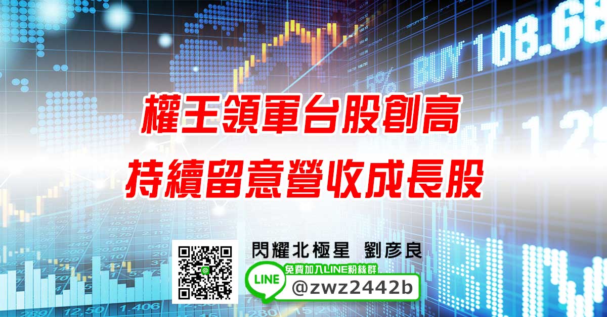 權王領軍台股創高 持續留意營收成長股