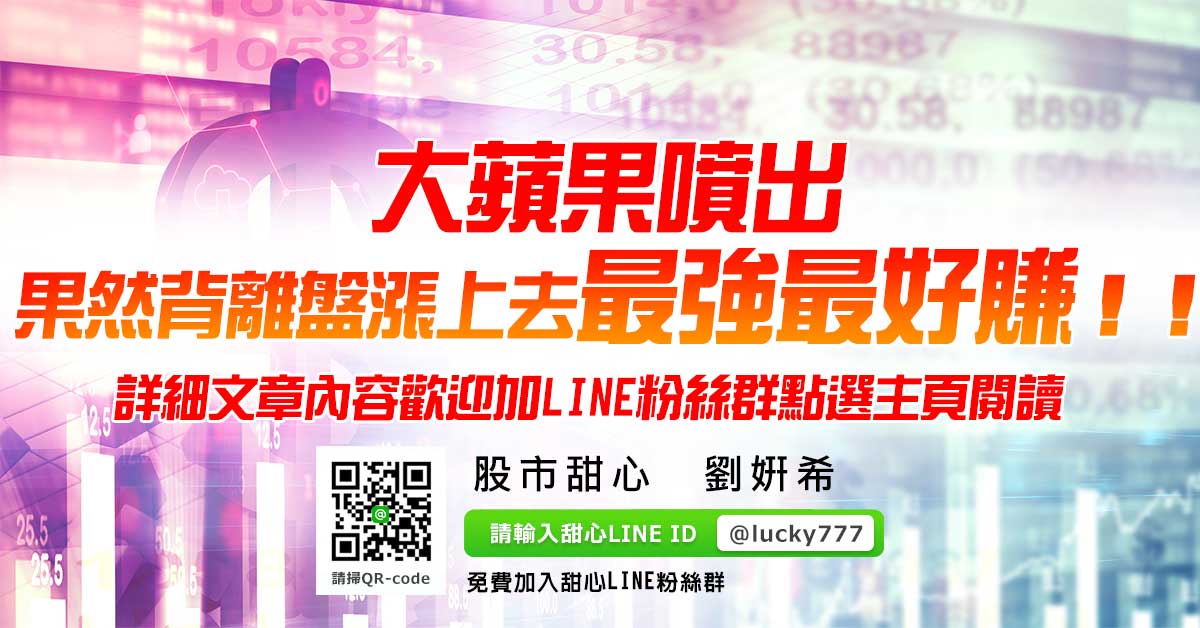 大蘋果噴出，果然背離盤漲上去最強最好賺！！