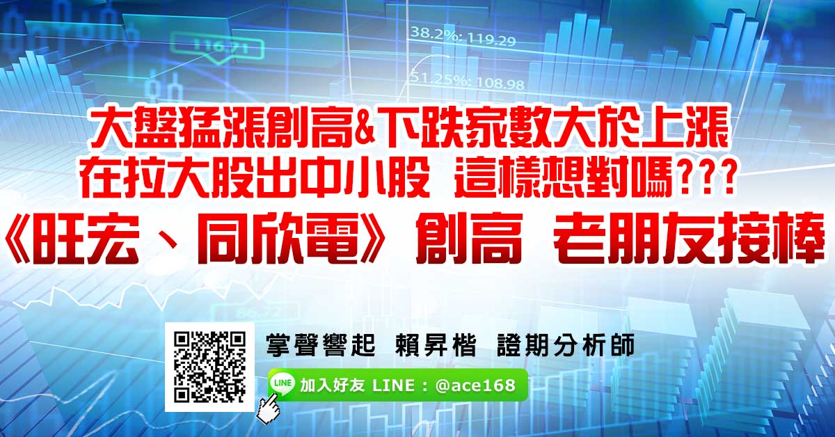 大盤猛漲創高&下跌家數大於上漲 在拉大股出中小股 這樣想對嗎??? 《旺宏、同欣電》創高 老朋友接棒 (圖)