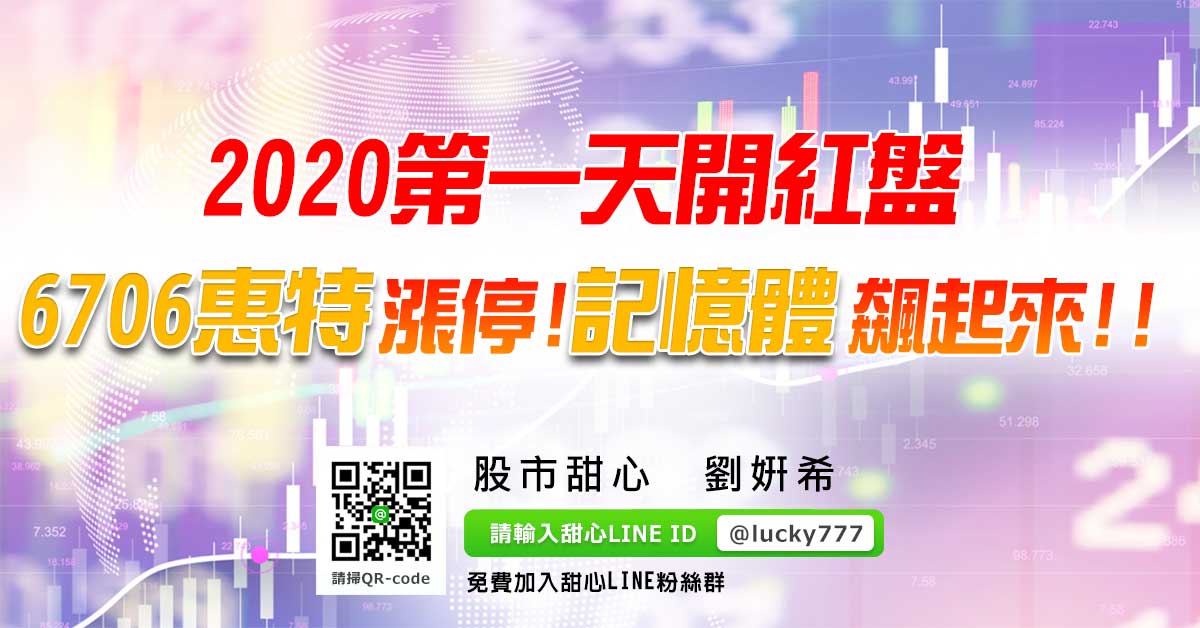 2020第一天開紅盤，6706惠特漲停！記憶體飆起來！！