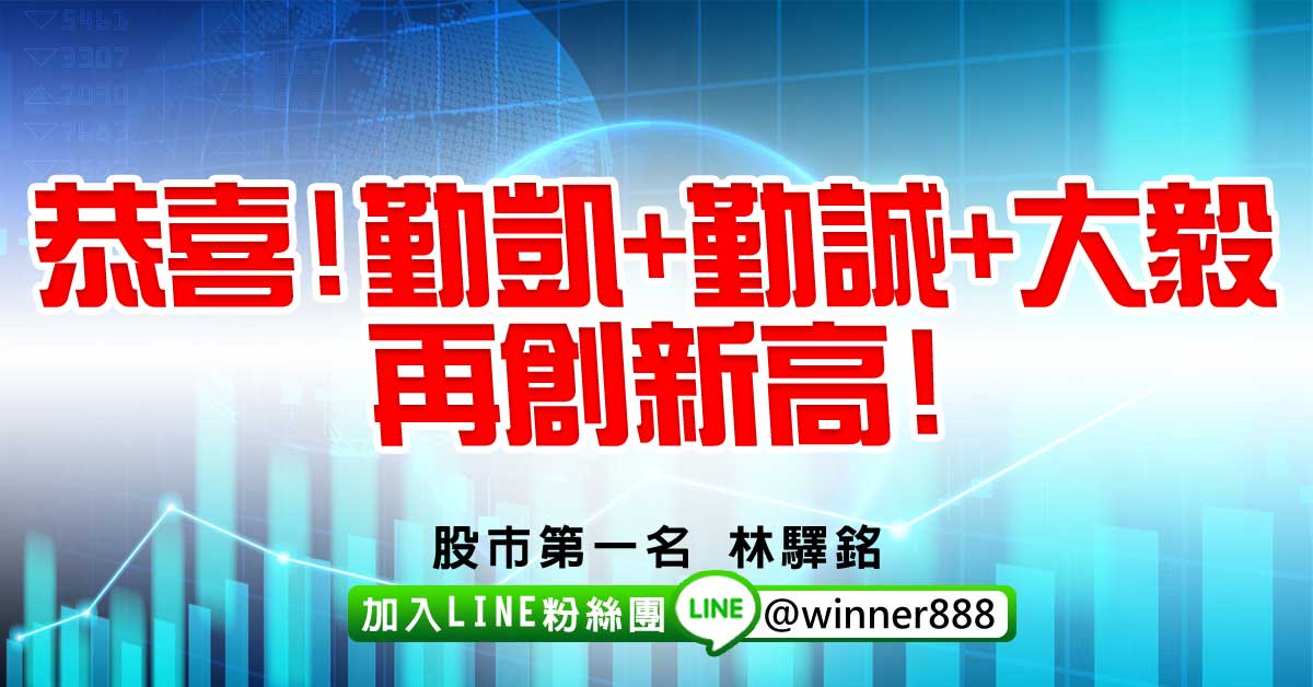 恭喜!勤凱+勤誠+大毅...再創新高!