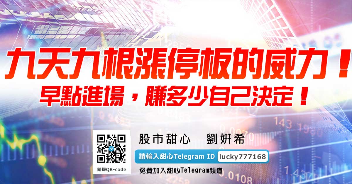 九天九根漲停板的威力！早點進場，賺多少自己決定！