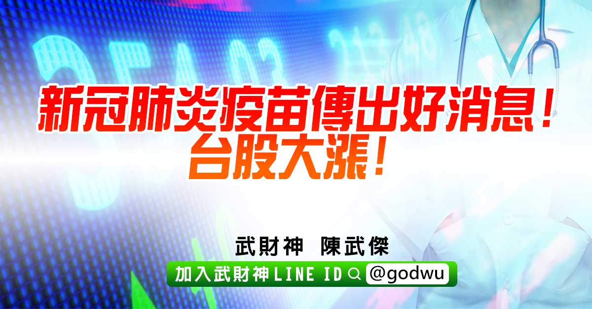 新冠肺炎疫苗傳出好消息!台股大漲! (圖)