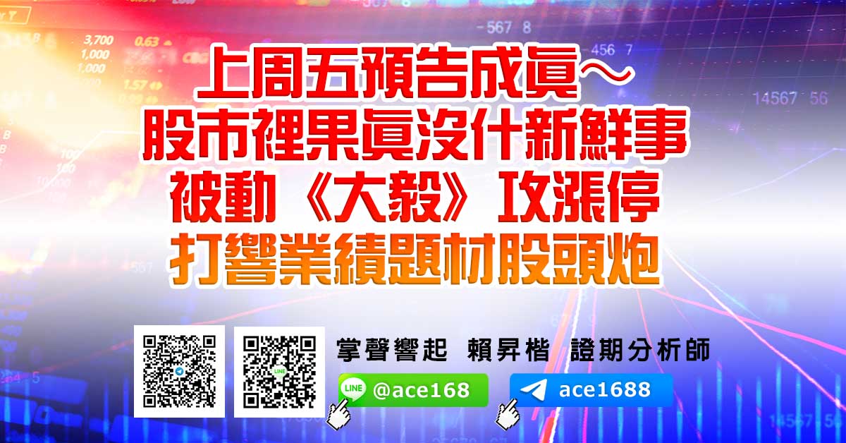 上周五預告成真～股市裡果真沒什新鮮事 被動《大毅》攻漲停 打響業績題材股頭炮 (圖)