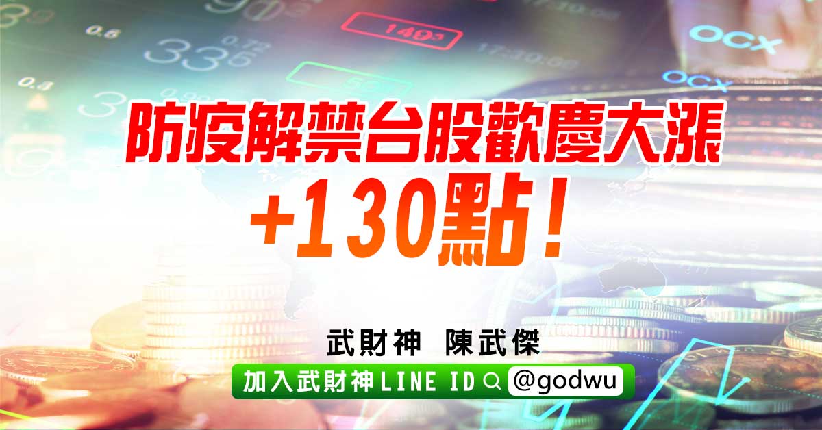防疫解禁台股歡慶大漲+130點! (圖)