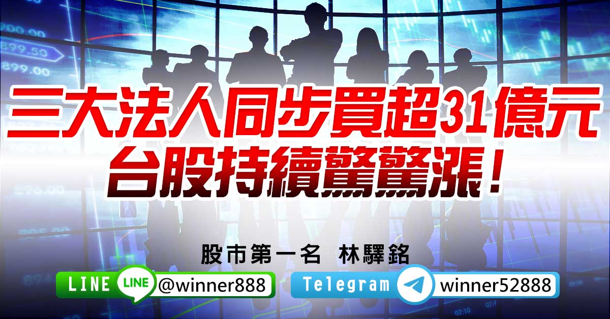 《三大法人同步買超31億元，台股持續驚驚漲!》