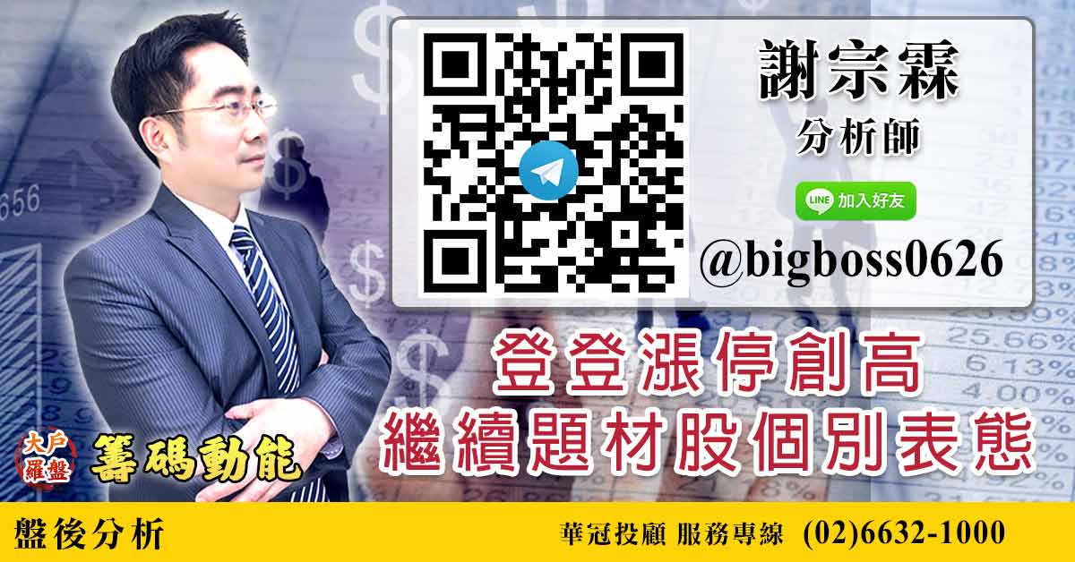 登登漲停創高 繼續題材股個別表態 (圖)
