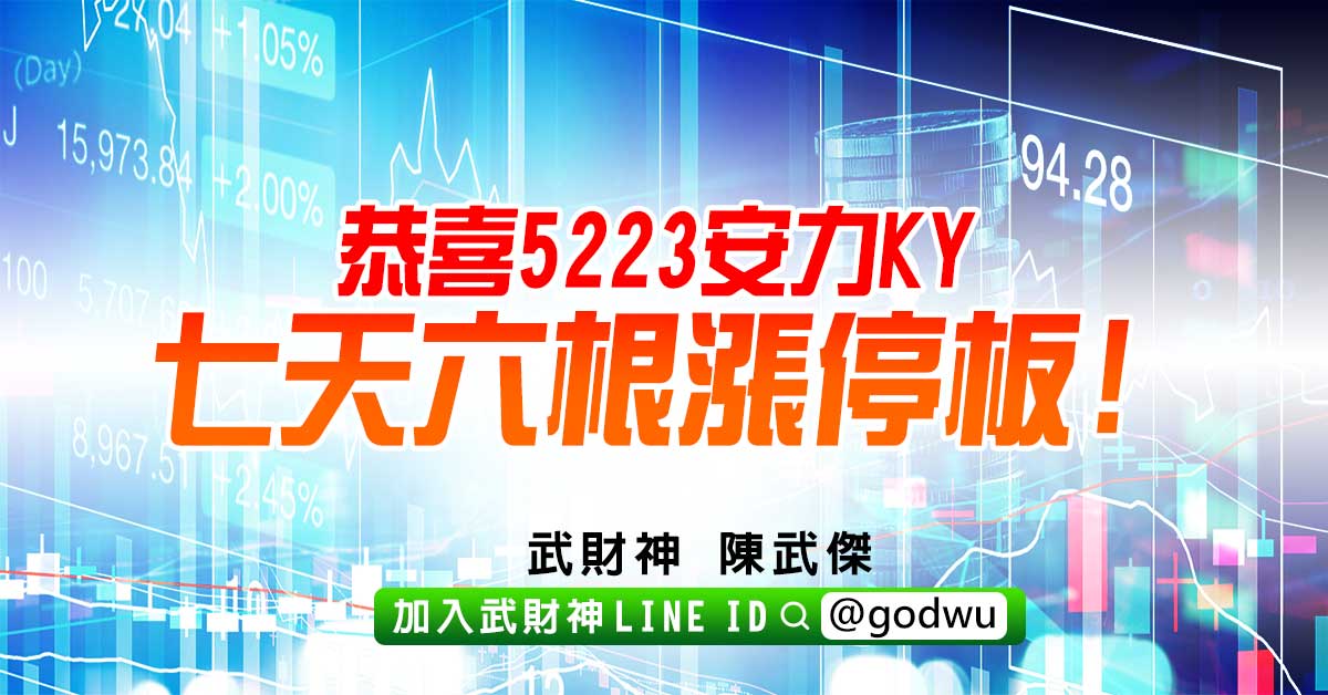 恭喜5223安力KY 七天六支漲停板! (圖)