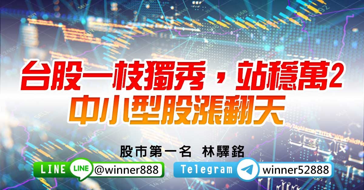 台股一枝獨秀，站穩萬2，中小型股漲翻天