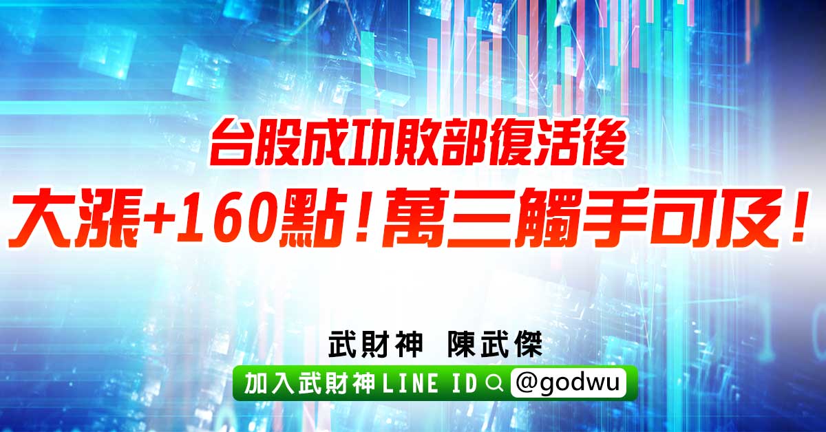台股成功敗部復活後大漲+160點!萬三觸手可及! (圖)