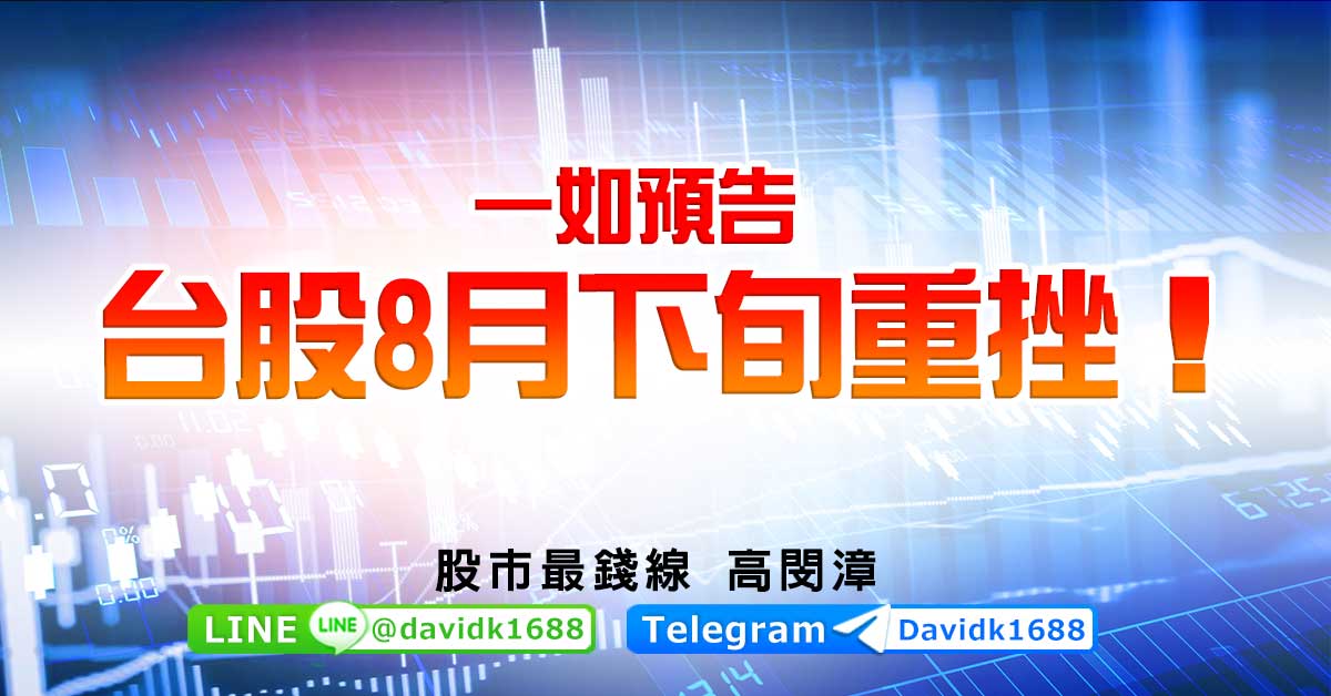 一如預告，台股8月下旬重挫！