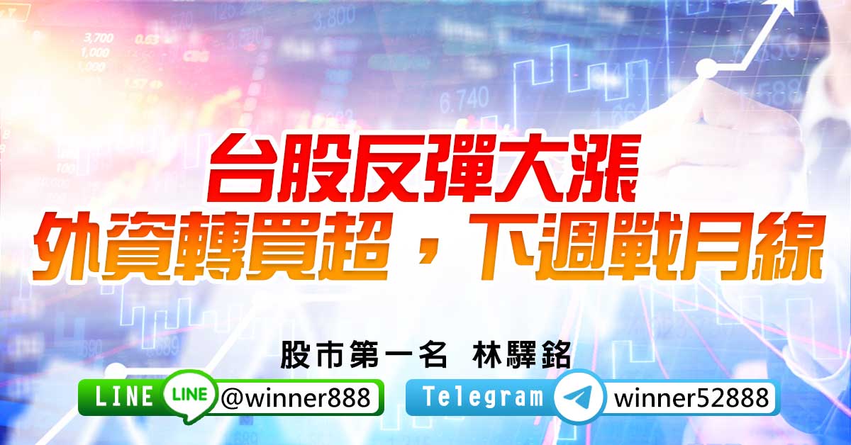 台股反彈大漲，外資轉買超，下週戰月線