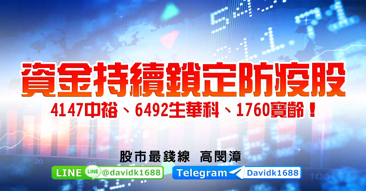 資金持續鎖定防疫股，4147中裕、6492生華科、1760寶齡！