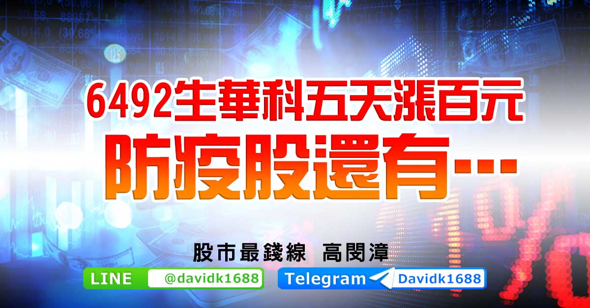 6492生華科五天漲百元，防疫股還有….