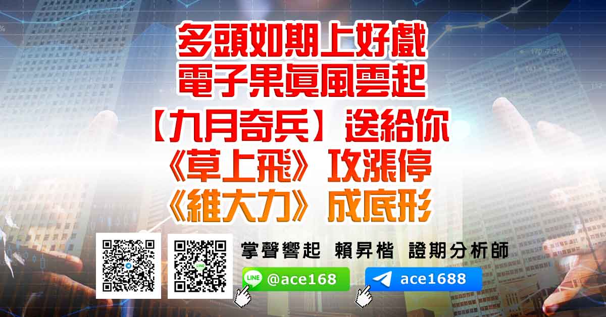 多頭如期上好戲 電子果真風雲起 【九月奇兵】送給你 《草上飛》攻漲停 《維大力》成底形 (圖)