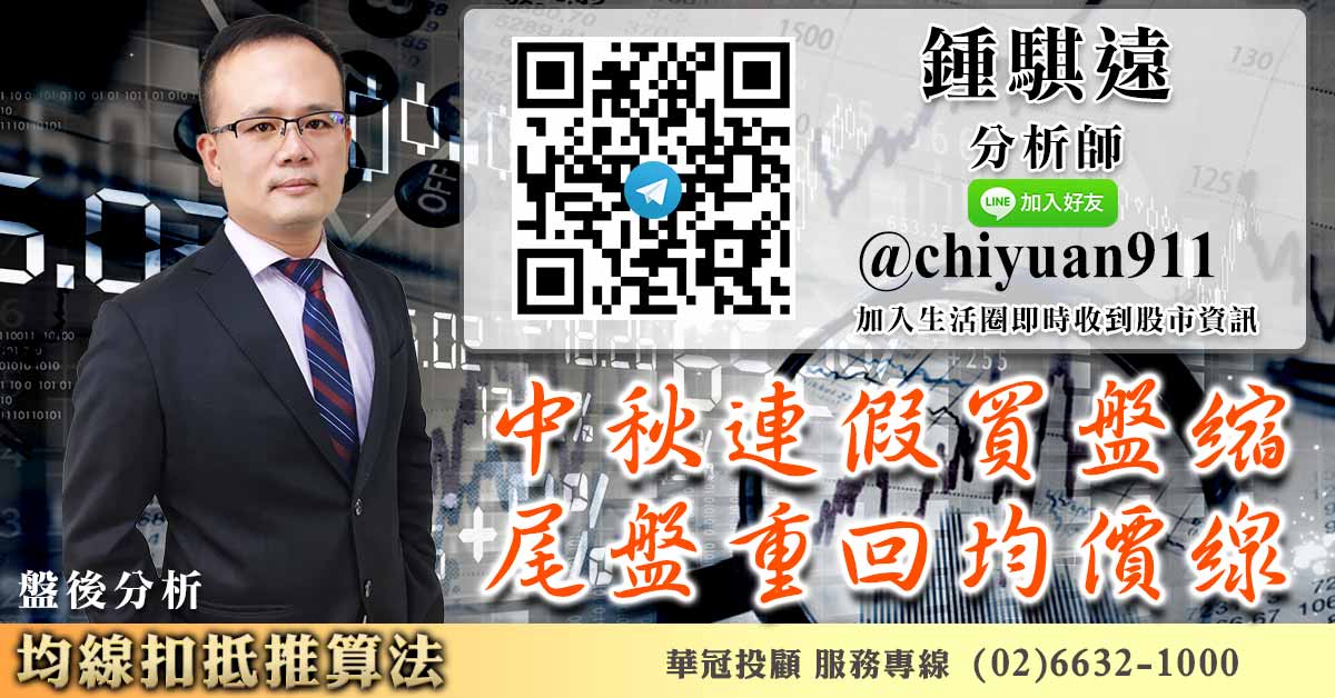 中秋連假買盤縮、尾盤重回均價線 (圖)