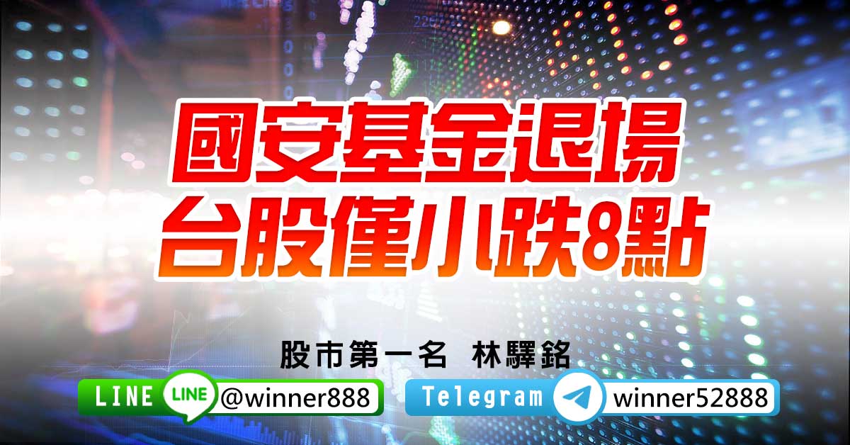 國安基金退場 台股僅小跌8點