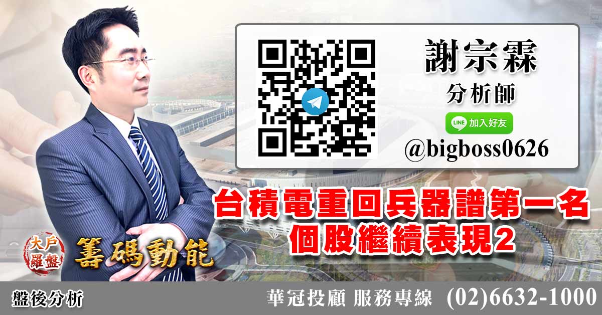 台積電重回兵器譜第一名 個股繼續表現2 (圖)