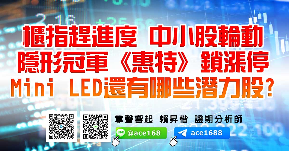 櫃指趕進度 中小股輪動 隱形冠軍《惠特》鎖漲停 Mini LED還有哪些潛力股? (圖)