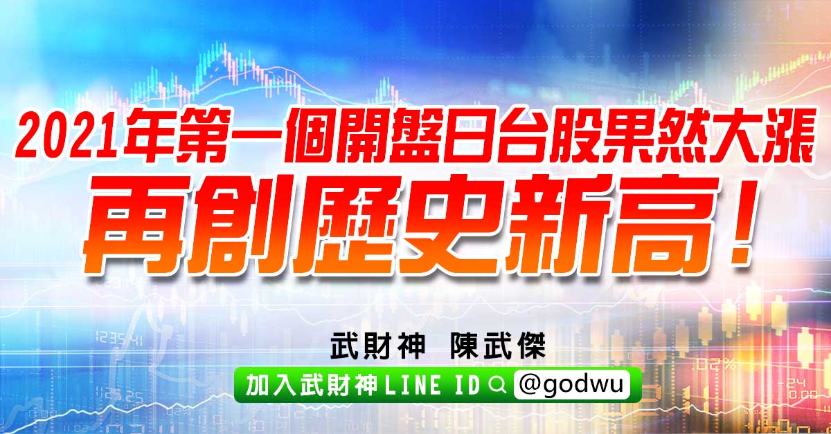 2021年第一個開盤日台股果然大漲再創歷史新高! (圖)