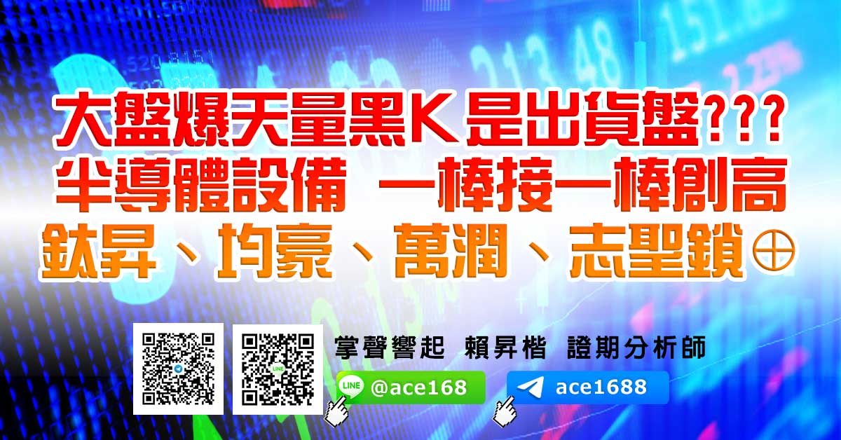 大盤爆天量黑Ｋ是出貨盤??? 半導體設備 一棒接一棒創高 鈦昇、均豪、萬潤、志聖鎖⊕ (圖)
