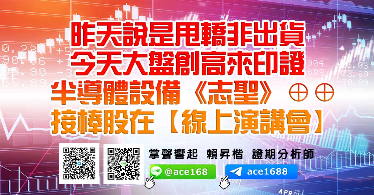 昨天說是甩轎非出貨 今天大盤創高來印證 半導體設備《志聖》⊕⊕ 接棒股在【線上演講會】 (圖)