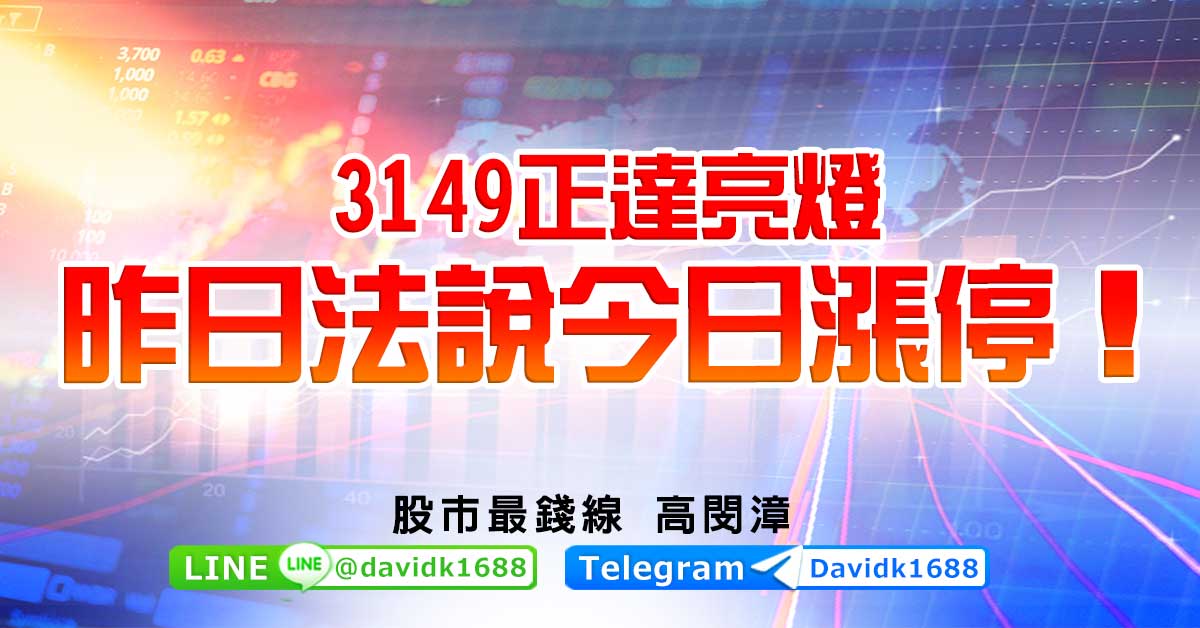 3149正達亮燈，昨日法說今日漲停！