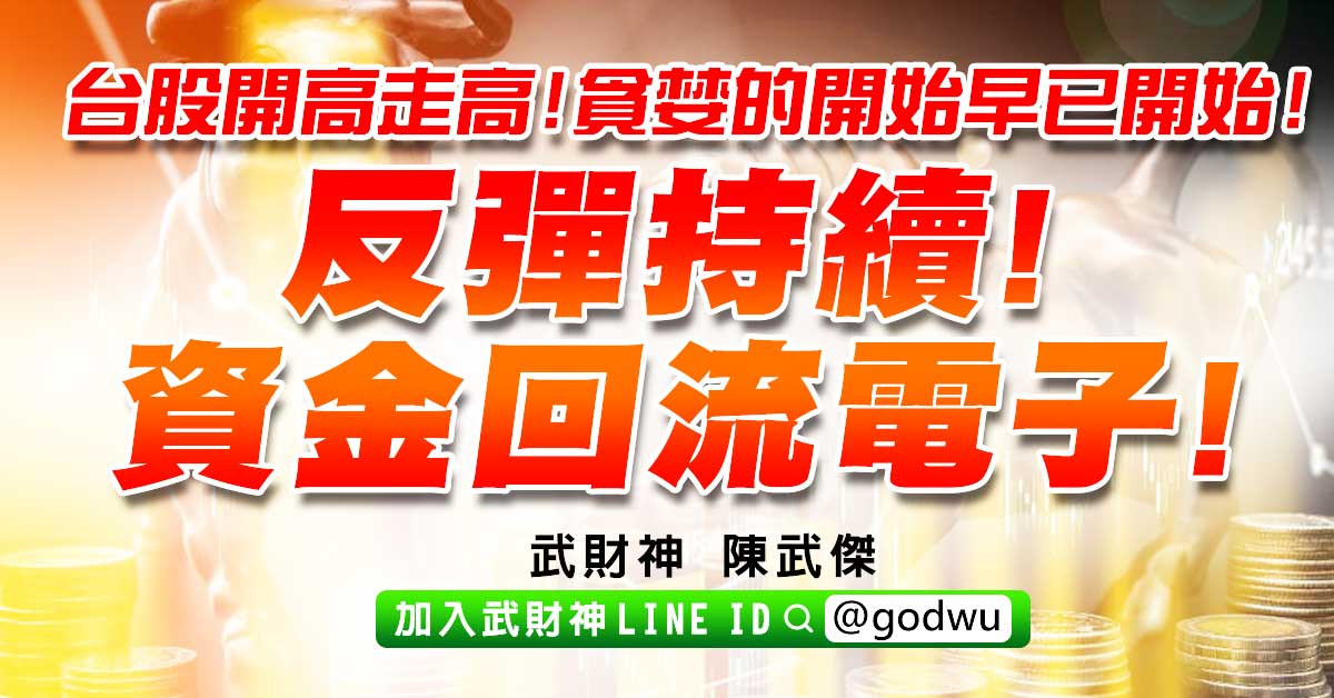 台股開高走高!貪婪的開始早已開始!反彈持續!資金回流電子! (圖)