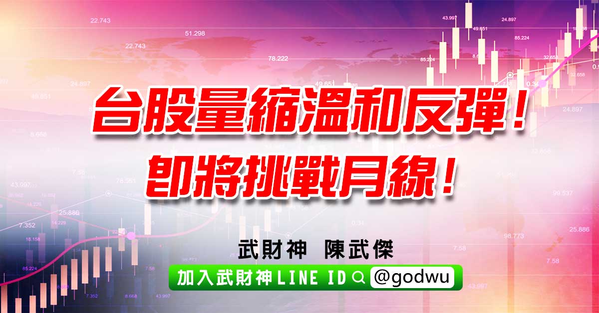 台股量縮溫和反彈!即將挑戰月線! (圖)