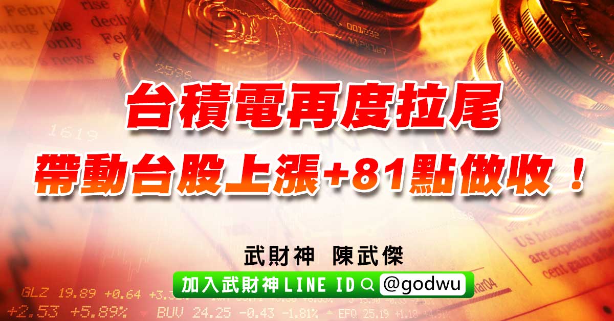 台積電再度拉尾帶動台股上漲+81點做收！ (圖)