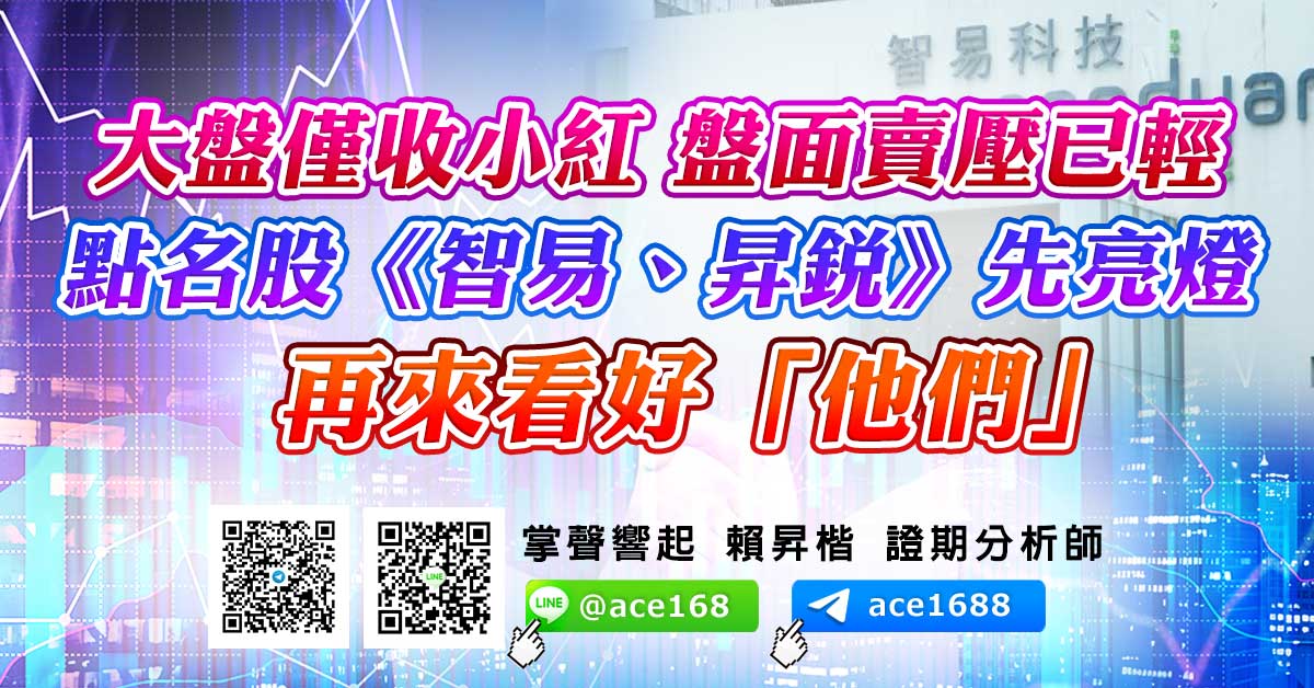 大盤僅收小紅 盤面賣壓已輕 點名股《智易、昇銳》先亮燈 再來看好「他們」 (圖)