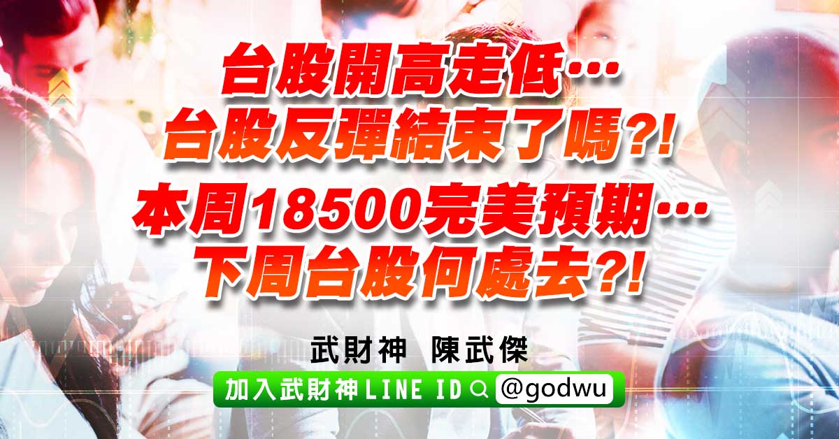 台股開高走低…台股反彈結束了嗎?!本周18500完美預期…下周台股何處去?! (圖)